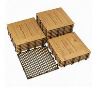 Thaookte 30x30cm Dalles Bois Acacia, Clip System, Imperméable, Int/Ext