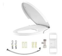 Thaookte Abattant WC Allongé avec Bidet Intégré, Non Électrique, Double Buses Auto-Nettoyantes, Pression Réglable, Fermeture Amortie, Installation Facile, Blanc, Taille: 19 Pouces