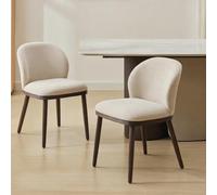 Thaookte Beige,Shell Back Upholstered Dining Chair with Solid Wood Legs