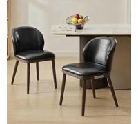 Thaookte Black,Shell Back Upholstered Dining Chair with Solid Wood Legs