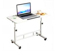 Thaookte Bureau debout mobile à hauteur réglable avec roulettes, hauteur 65 à 87 cm, plateau inclinable et roues verrouillables pour chambre à coucher, salon, bureau, blanc, 40 x 60 cm