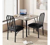 Thaookte Ensemble Table à Manger Moderne Gain de Place - Table rectangulaire Cuisine MDF, Bords chanfreinés - 2 chaises rembourrées - Gris - Couleur : 1+2 Set Grey