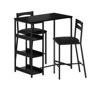 Thaookte Ensemble table de bar 3 pièces avec chaises pour cuisine, salle à manger, bistro, etc. Table de bar avec tabourets de bar, table à manger et 2 chaises avec dossier et rembourrage pour 2