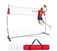 Thaookte Filet de volley-ball portable de 3,7 m pour arrière-cour - Hauteur réglable, cadre robuste, design autonome - Ensemble de volleyball portable intérieur/extérieur avec sac de transport