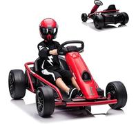 Thaookte Kart Électrique Enfant 24V 600W avec Batterie 2x12V 9Ah, Siège Réglable, Avant/Arrière, Pneus EVA, Vitesse 12 km/h - Rouge