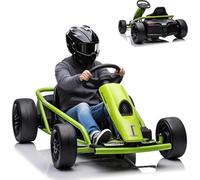Thaookte Kart Électrique Enfant 24V 600W avec Batterie 2x12V 9Ah, Siège Réglable, Avant/Arrière, Pneus EVA, Vitesse 12 km/h - Vert
