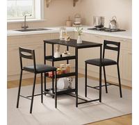 Thaookte Lot de 3 tables de bar avec tabourets de bar, table de cuisine, chaises pour cuisine, salle à manger, bistro, table à manger et 2 chaises avec dossier et rembourrage