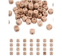 Thapncow 116 Perles Lettres en Bois, Mini-Perles Lettres en Bois Naturelles de A à Z, Enseignement et plaisir, Bois naturel, Pour Colliers, Boucles d'Oreilles, Bracelets, Création de Bijoux, Artisanal