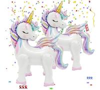 Thapncow 2 Pièces Decoration Anniversaire Licorne Fille，3D Ballon Licorne, Ballon Aluminium Licorne, Décoration Licorne Pour FêTe Anniversaire Fille Enfant