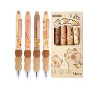 Thapncow Capybara Capybara Lot de 4 stylos à bille effaçables Kawaii, Articles Capybara Fournitures Scolaires, Glatt schreibender Stift, Niedliches Design, Tragbar und praktisch, pour bureau, école, f