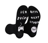 Thapncow Chaussettes amusantes, Chaussettes avec inscription en allemand BITTE NICHT STÖREN ICH ZOCKE, chaussettes de jeu, 40-49 chaussettes amusante, Noir