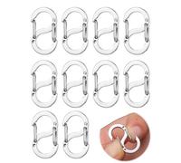 Thapncow Lot Premium de 10 Fermoirs à Double Ouverture en Acier Inoxydable, S-Lock Mini Mousquetons, Petit et beau, Assurance qualité, pour Bracelets, Colliers et la Création Bijoux DIY (Argent)