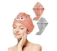 Thapncow Serviettes de Cheveux en Microfibre, Rapide Absorbantes Velours Corail Serviette de Tête, Séchage Rapide - Doux - Serviette absorbante - torsadé, pour Tous Les Types de Cheveux(2Pièces)