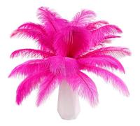 THARAHT Lot de 12 plumes d'autruche naturelles en vrac pour travaux manuels, fête de mariage, centres de table, Pâques, Gatsbi et décoration de la maison Rose vif 20-25 cm