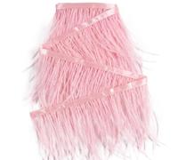 THARAHT Plumes d'autruche rose Frange à coudre pour robe de mariage latine Décoration en plumes d'autruche