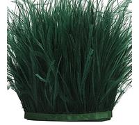 THARAHT Plumes d'autruche vert noirâtre Frange à coudre 2Yard 4-6inch pour DIY Robe Craft Clothing Latin Wedding Dress Décoration Ostrich Feather Trim