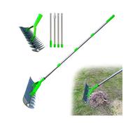 Thatch Rake for Lawns, Râteau à déshydratation manuel large en acier de 15 pouces avec poignée réglable de 68", râteau à double action, outil de nettoyage d'herbe robuste pour enlever l'herbe morte