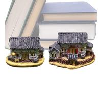 Thatched House Figurine Set - Country Retro Small Houses, Resin Miniature Home Ornaments, Desk Decoration for Studio Home, Artistic Tabletop Display, Rustic Collectible Decorative Pieces