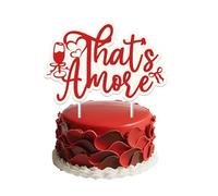 That's Amore Cake Topper Italian That's Amore Bridal Shower Party Decorations Red Bow Cake Topper Double-Sided Printing for Italian Pizza Bachelorette Wedding Engagement Party Supplies