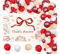That's Amore Décorations de fête sur le thème italien - Toile de fond Amore - Guirlande de ballons rouges - Kit d'arche pour femme - Fournitures de décoration pour mariage, enterrement de vie de jeune