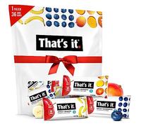 That's it. Lot de 36 mini barres de fruits - Sans sucre ajouté, à base de plantes, végétalien et sans gluten, paléo, sans OGM, fibre (12 bananes, 12 myrtilles, 12 mangues)