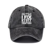 That's What I Do I Fix Stuff and I Know Things Chapeaux de papa réglables à bretelles pour homme et femme en coton avec fermeture à bouton-pression Style urbain léger usage quotidien Casquette