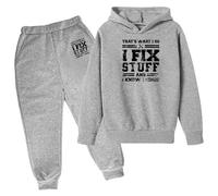 Thats What I Do I Fix Stuff and I Know Things Fall Tenues d'automne 2 pièces pour filles Ensemble de survêtement décontracté à capuche et pantalon de survêtement pour l'hiver et l'automne, gris, 11-12