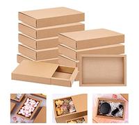 THATSRAD 12 PCS Boîtes à Tiroirs en Papier Kraft 20*15*3.5cm avec Couvercle Petite Boîte de Cadeau pour Bonbon Boîtes en Carton Kraft à Plier pour Sucrerie