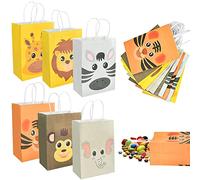 THATSRAD 12 PCS Sac Cadeau en Papier Kraft 21 * 14.7 * 8cm Sachet Cadeaux en Papier Sac Cadeau Anniversaire Animaux Sac de Bonbon Anniversaire Sachet Cadeau Kraft pour Anniversaires Noël