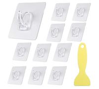 THATSRAD 25 PCS Crochets Adhésifs Transparents en PVC 6 * 6cm - Plastique Autocollant pour Salle de Bain - Mural avec Petit Grattoir