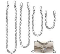 THATSRAD 4 PCS Chaine Sac a Main Argent 30cm 60cm 100cm 120cm Chaine Argent Sac a Main Bandouliere Chaîne de Sac à Main avec Boucles Chaîne de Remplacement de Sac Chaine de Sac Argenté