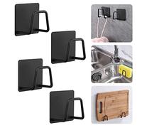 THATSRAD 4 PCS Porte-Éponge Autocollant en Acier Inoxydable 5 * 5 * 3.2cm Porte Eponge Cuisine Evier Crochet Autocollant Adhesif Noir Support Eponge Evier Cuisine INOX Crochet pour Éponge Brosse