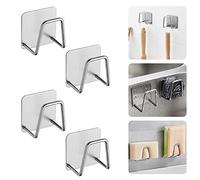THATSRAD 4 PCS Porte-Éponge Autocollant en Acier Inoxydable 5 * 5 * 3.2cm Porte Eponge Cuisine Evier Crochet Autocollant Adhesif Noir Support Eponge Evier Cuisine Inox Crochet pour Éponge Brosse