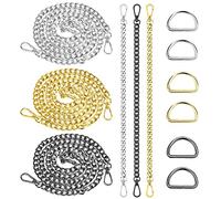 THATSRAD 6 PCS Chaine Sac a Main Argent 120cm 40cm Chaine Argent Sac a Main Bandouliere Chaîne de Sac à Main avec 6 Boucles Chaîne de Remplacement de Sac Chaine de Sac, Or, Noir et Argent