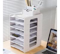 THATSRAD 7 Niveau Module de Rangement Papier Bureau A4 40*30.7*23cm Bac de Rangement en PVC Organisateur Bac à Courrier Vertical avec Porte-stylo 16*13*9cm