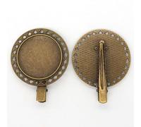 THAYLA 40MM Clip 50pcs pinces à cheveux en métal plateau barrettes à cheveux plateau épingles à cheveux avec plateau vierge paramètres de lunette ronde plateaux pour épingle à cheveux bricolage