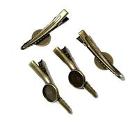 THAYLA 45 * 20MM 10 pièces pinces à cheveux en métal argenté plateau barrettes à cheveux plateau épingles à cheveux avec plateau vierge paramètres de lunette ronde plateaux pour épingle à cheveux