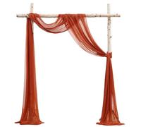 THAYLA 75 * 600cm 2pcs Beige White Wedding Arch Draping Fabric Chiffon Arch Drapes for Party Outdoor Wedding Decor Table Runner Sheer Curtain