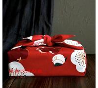 THAYLA Tissu d'emballage Cadeau Japonais, 1/2 pièces 52-90CM, Motif Grande Fleur Rouge, en Coton réutilisable pour Paquets Cadeaux, Style élégant et écologique (Rouge 70 * 70 CM, 2 pièces)