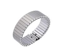 THBGTCNQ Bracelet de montre en acier inoxydable 18 mm 20 mm 22 mm Bracelet de montre élastique extensible Bracelet de montre universel en métal flexible et tendance(Silver,22MM_L)
