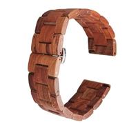 THBGTCNQ Bracelet de montre en bois, fermoir pliant en acier inoxydable à dégagement rapide, bracelet de rechange universel(Red,22mm)