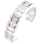 THBGTCNQ Bracelet de Montre en céramique à dégagement Rapide, Fermoir déployant en Acier Inoxydable, Bracelet de Remplacement Unisexe(White Rose Gold,15mm)