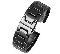 THBGTCNQ Bracelet de montre en céramique et métal, 12mm, 14mm, 15mm, 16mm, 18mm, 20mm, 22mm, for hommes et femmes, blanc, noir, or, Rose(4102-Black,20mm)