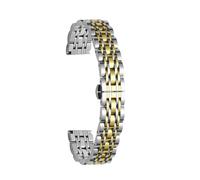 THBGTCNQ Bracelet de Montre Universel en Acier Inoxydable avec Boucle déployante en métal(Silver Gold,22mm)