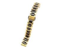THBGTCNQ Bracelet de Montre Universel en Acier Inoxydable et céramique, Boucle déployante en métal à dégagement Rapide(Gold Black_18mm)
