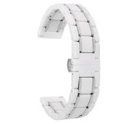 THBGTCNQ Bracelet de Montre Universel en céramique et Acier Inoxydable à dégagement Rapide(White Silver,15mm)