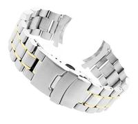 THBGTCNQ Bracelet en acier inoxydable 18 mm avec extrémité incurvée en métal for montre homme(SilverGold,24mm)