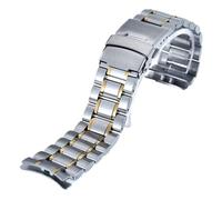 THBGTCNQ Bracelet en acier inoxydable coude droit double interface 18 mm 20 mm 22 mm 24 mm Bracelet de montre universel en métal(Silver Gold,22mm)