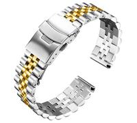 THBGTCNQ Montre en Acier Inoxydable avec Bracelet à Boucle déployante à dégagement Rapide(Silver-Gold_28mm)