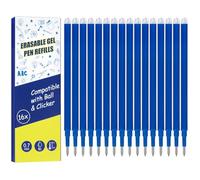 Thboxes 16 Pcs Recharges Stylos Effaçables 0.7 mm Compatibles avec Pilot FriXionBall&Clicker et Eberhard Faber, Encre Thermosensible Bleu Mines de Rechange pour Stylo Effaçable Fournitures Scolaires